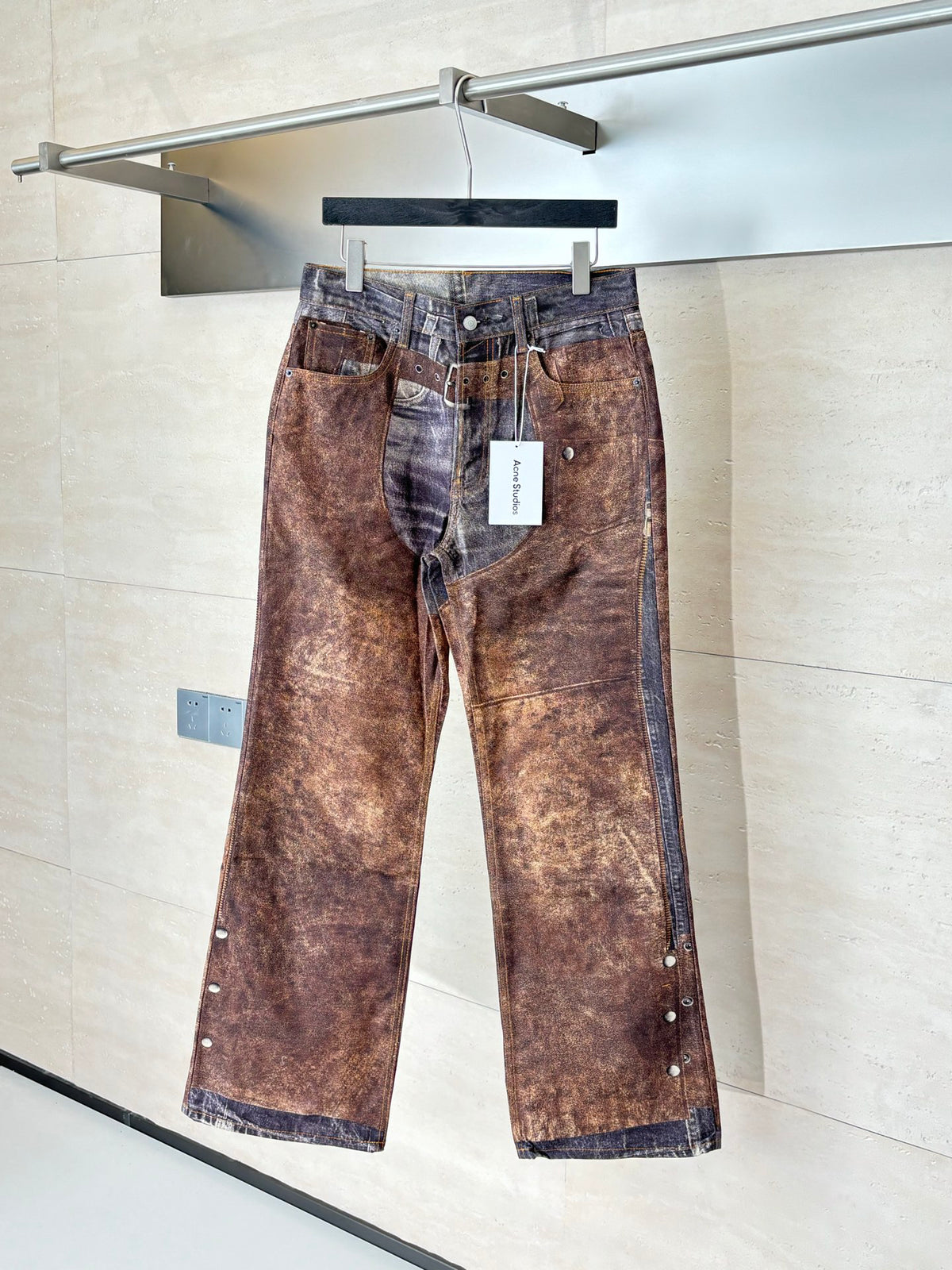 Acne Studios Multi‑Texture Washed Wide‑Leg Jeans