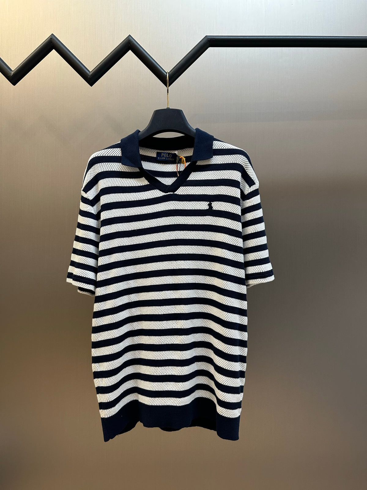 Polo Ralph Lauren Men’s Striped Mesh‑Knit Short‑Sleeve Polo Shirt With Pony Embroidery