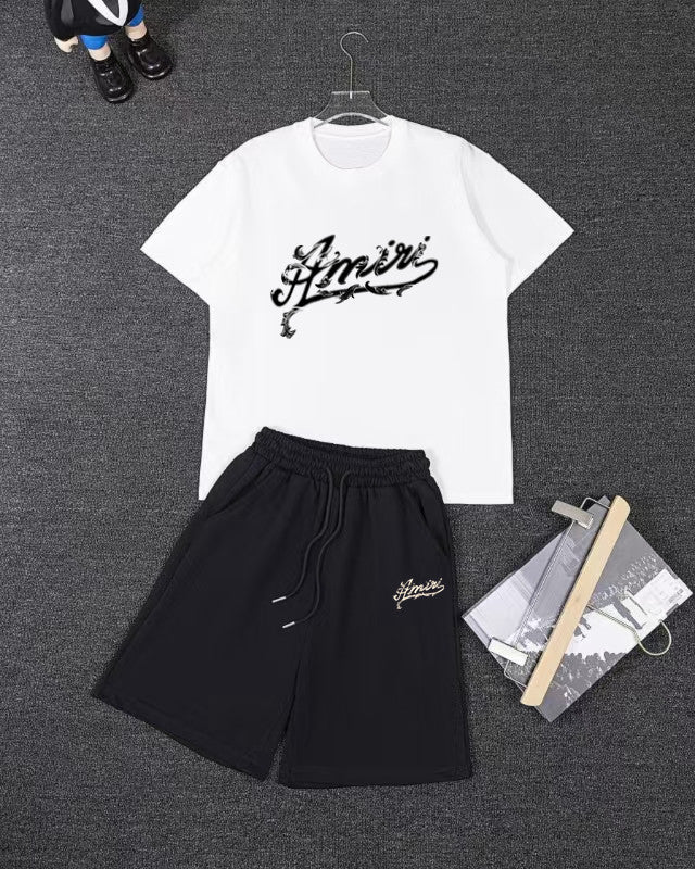AMIRI Script Logo Short‑Sleeve Tee & Drawstring Shorts Set