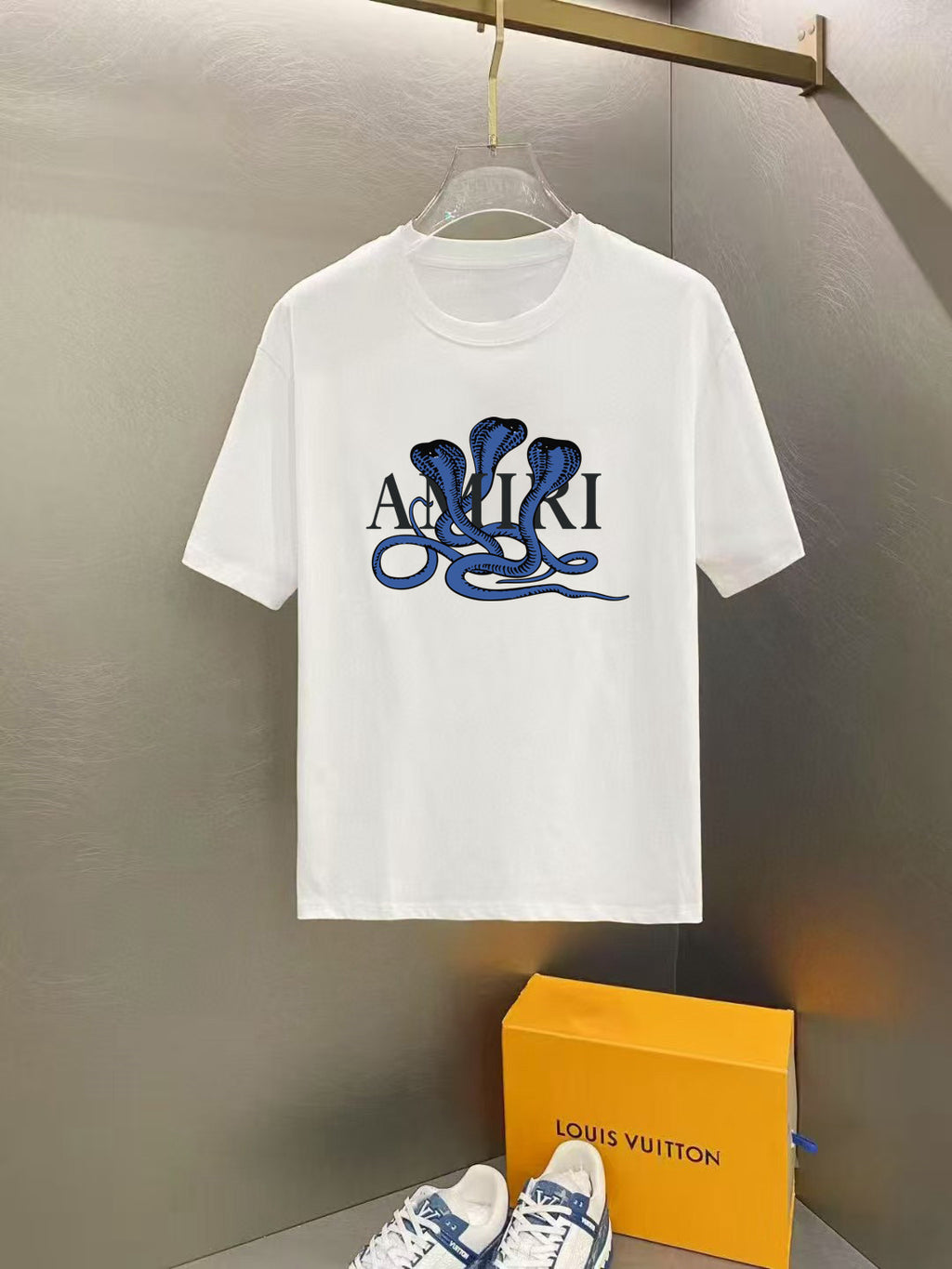 Amiri Multi‑Headed Snake Front Graphic Crew‑Neck Short‑Sleeve T‑Shirt