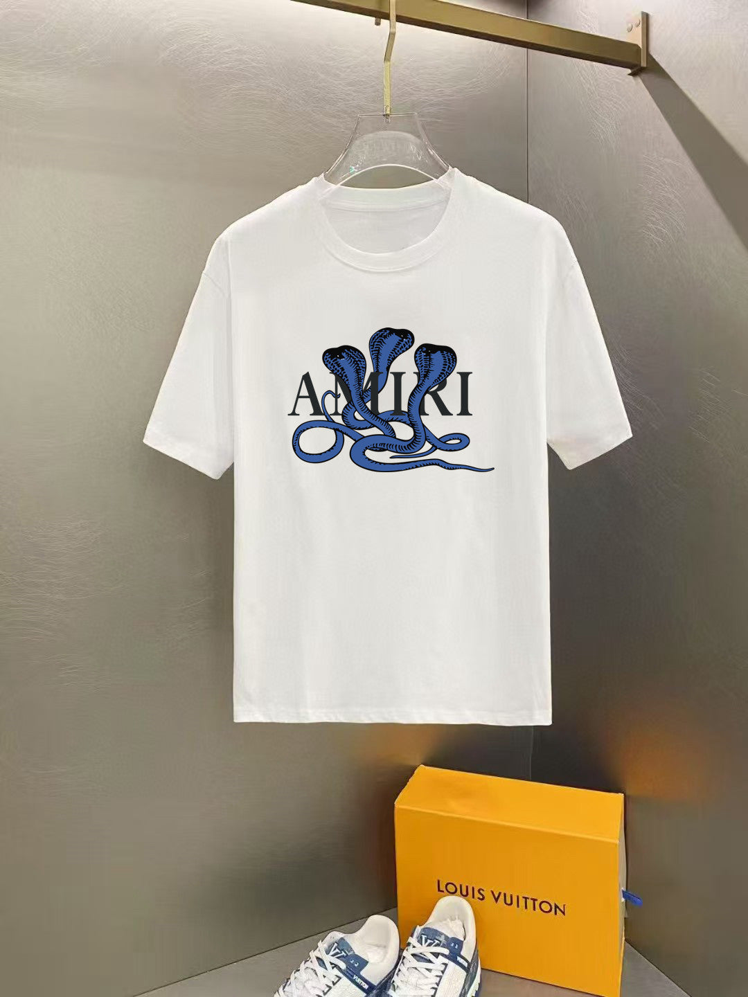 Amiri Multi‑Headed Snake Front Graphic Crew‑Neck Short‑Sleeve T‑Shirt
