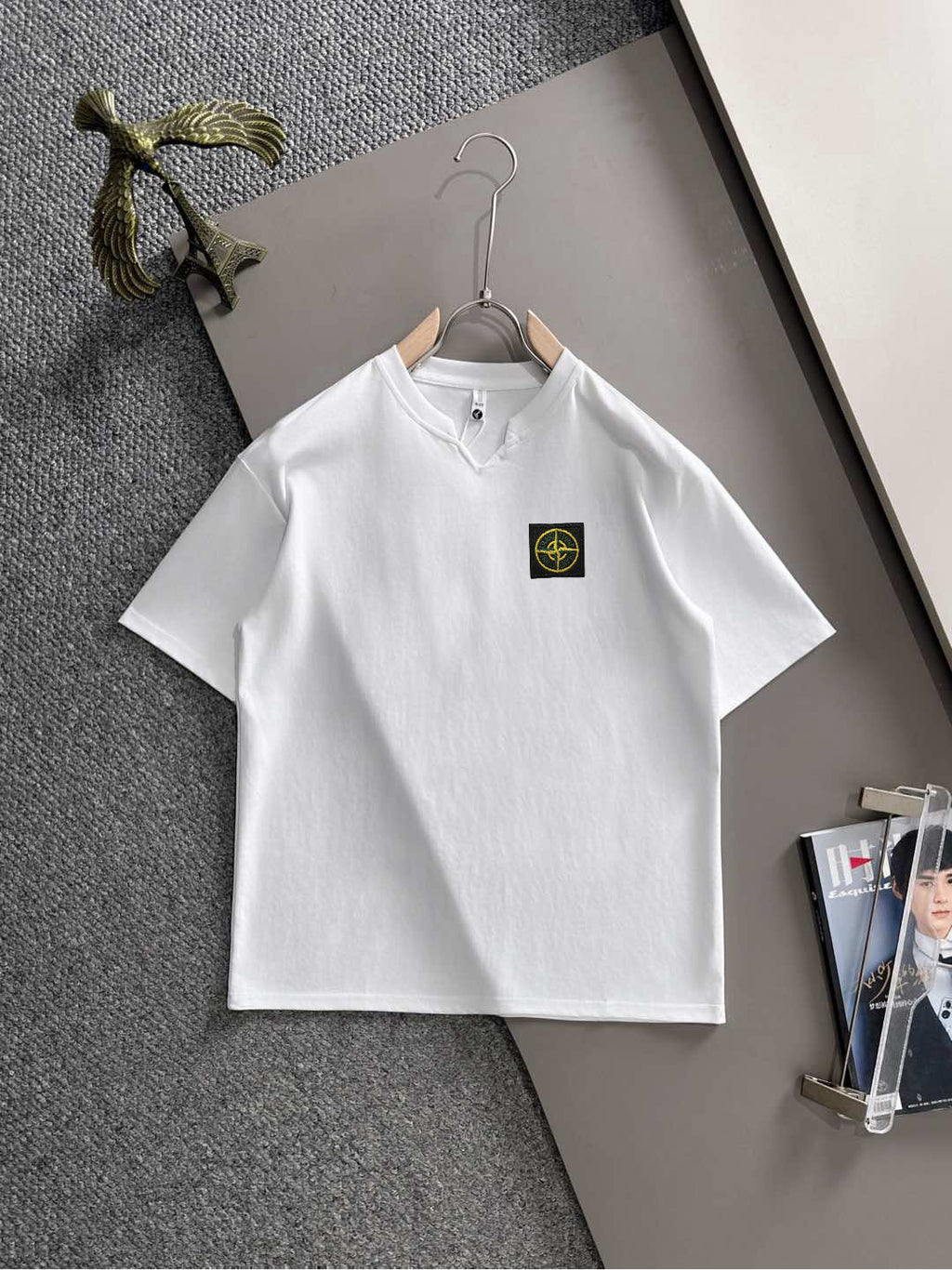 Stone Island Heavyweight Cotton Crew Neck T-Shirt with Left Chest Compass Badge