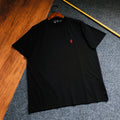 Men's Cotton Crew Neck Short‑Sleeve T‑Shirt, Red Pony Chest Embroidery