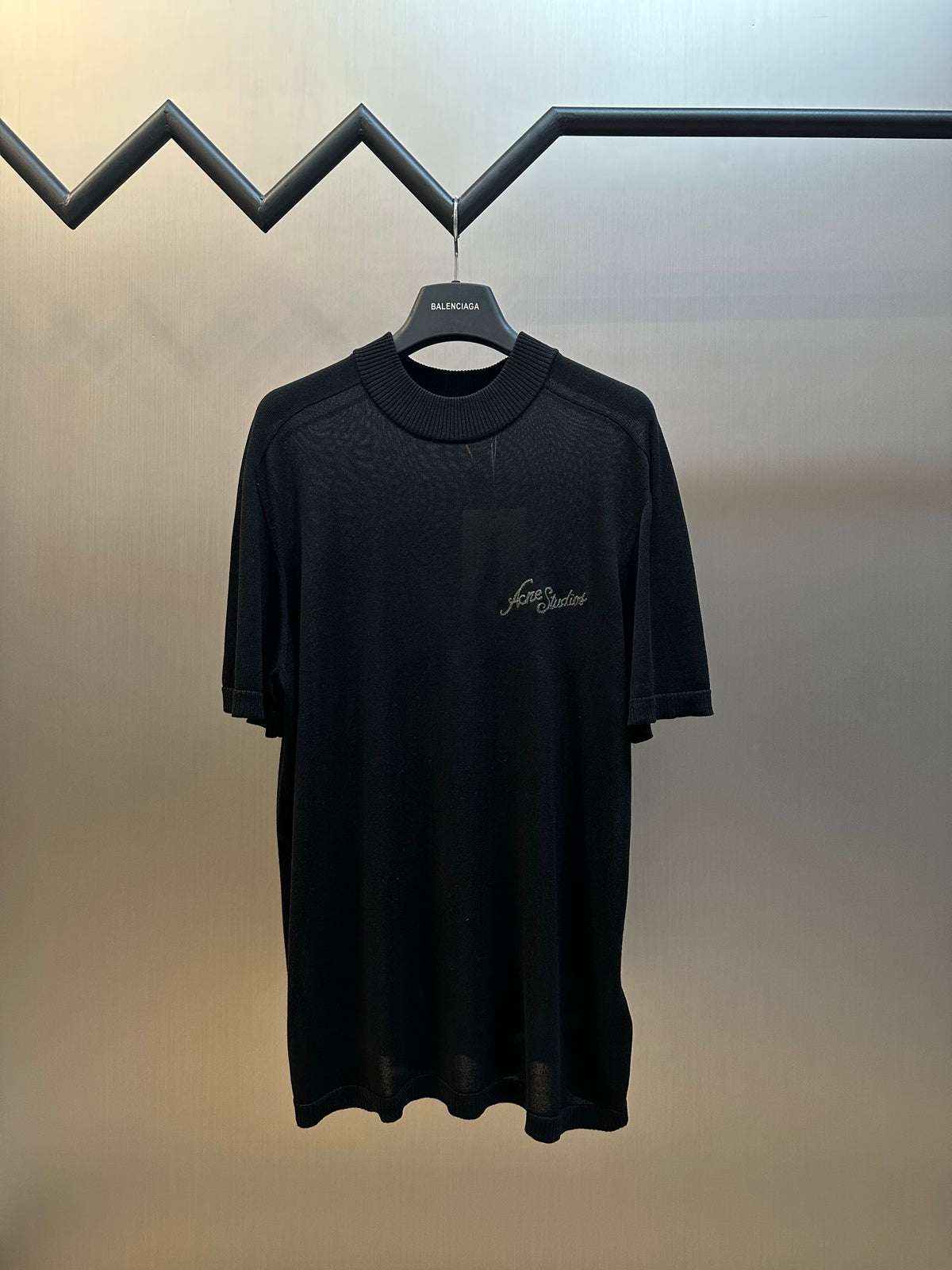 Acne Studios Short‑Sleeve Mock Neck Knit Top