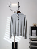 Polo Ralph Lauren Men's Long‑Sleeve Knit Polo Sweater with Small Pony Embroidery