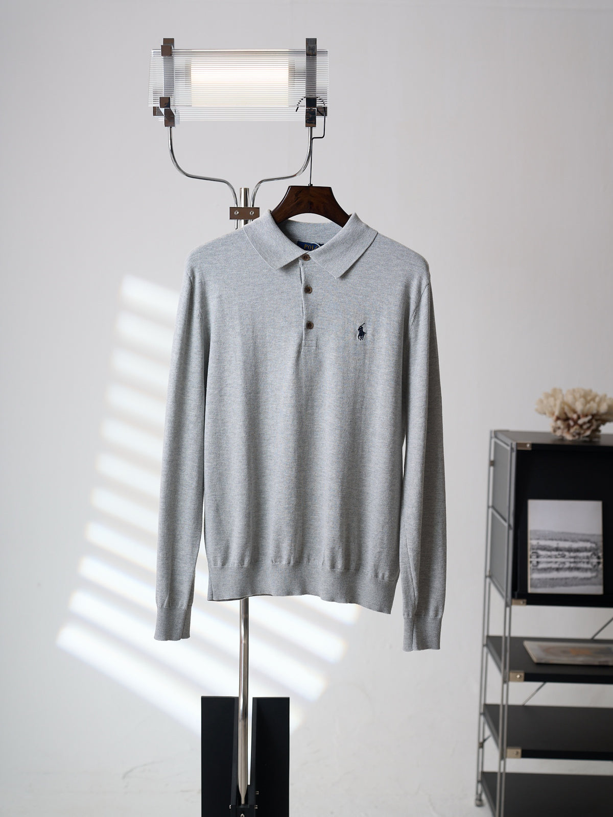 Polo Ralph Lauren Men's Long‑Sleeve Knit Polo Sweater with Small Pony Embroidery