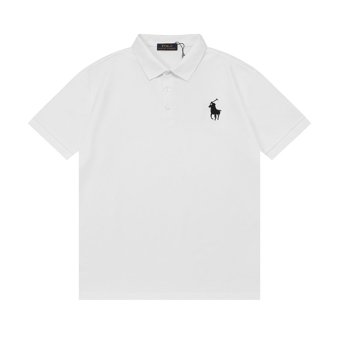 Ralph Lauren Men's Classic Short‑Sleeve Piqué Polo Shirt With Large Black Pony Logo
