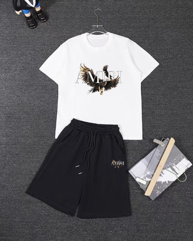 AMIRI Eagle Graphic Short‑Sleeve Tee & Drawstring Shorts Set