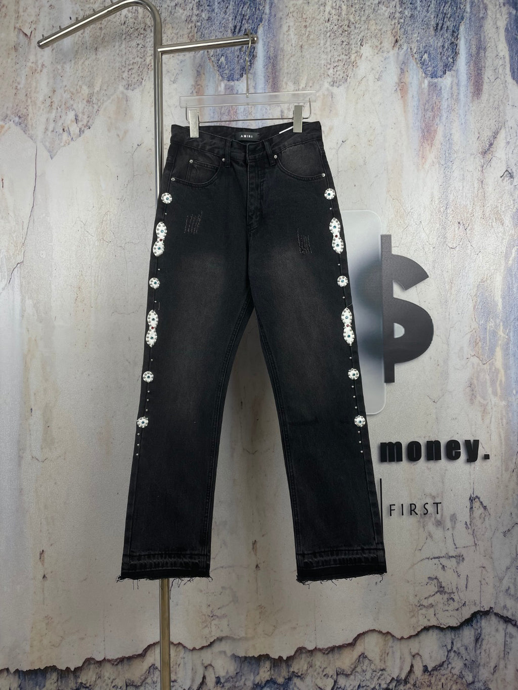 AMIRI Ornamental Stud Embellished Flared Denim Jeans