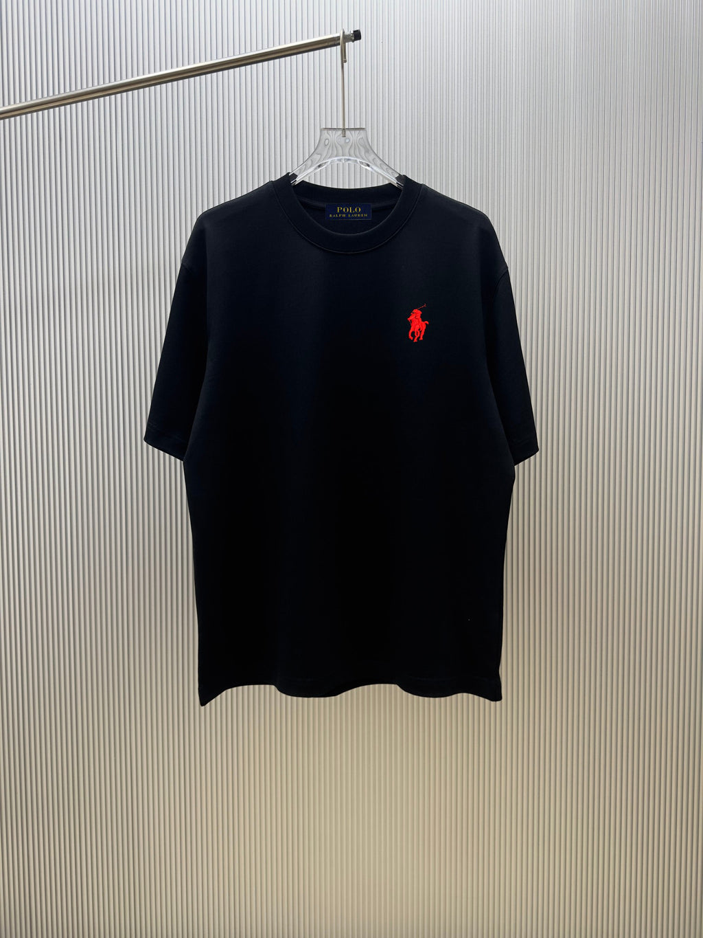 Men's Crew‑Neck Short‑Sleeve T‑Shirt with Red Pony Embroidery
