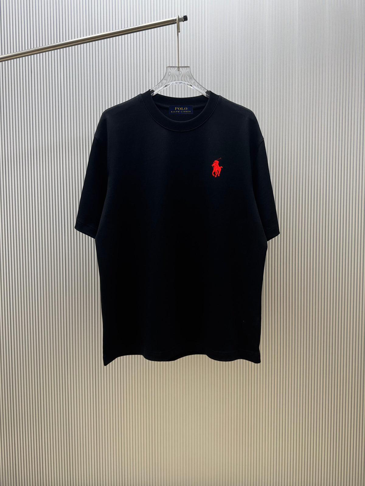 Men's Crew‑Neck Short‑Sleeve T‑Shirt with Red Pony Embroidery
