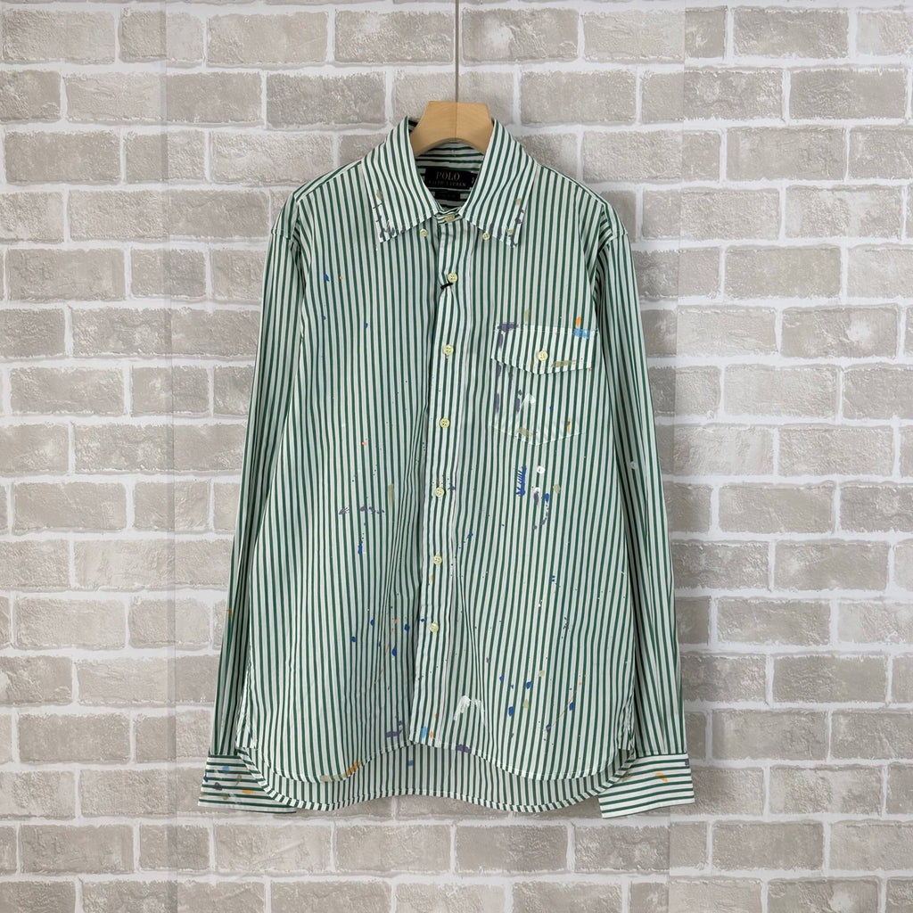 Ralph Lauren Men's Paint‑Splatter Striped Long‑Sleeve Button‑Down Shirt