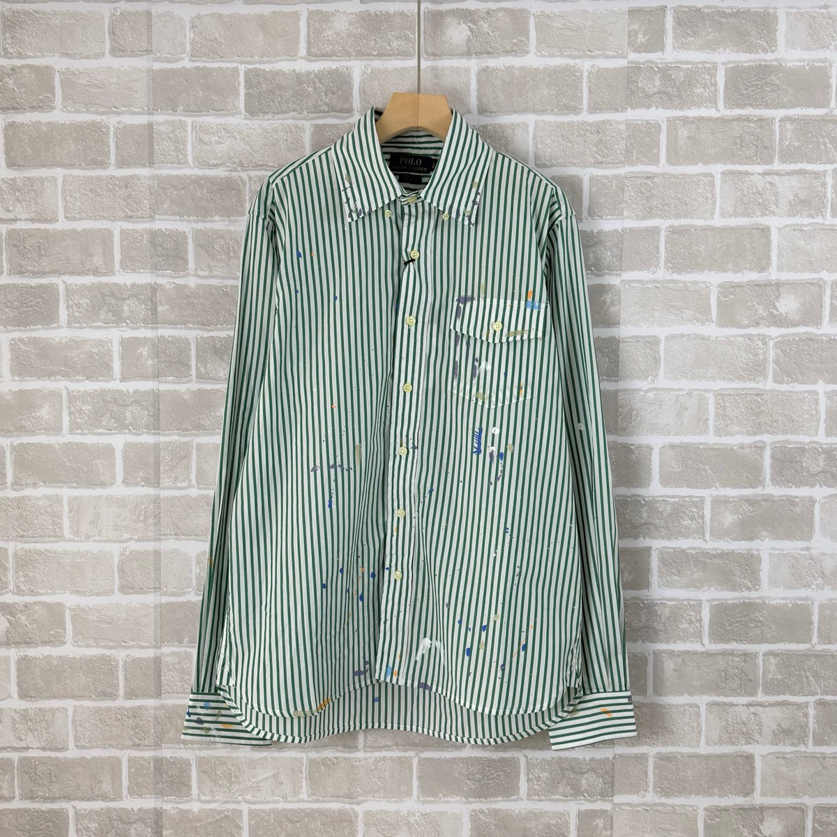 Ralph Lauren Men's Paint‑Splatter Striped Long‑Sleeve Button‑Down Shirt