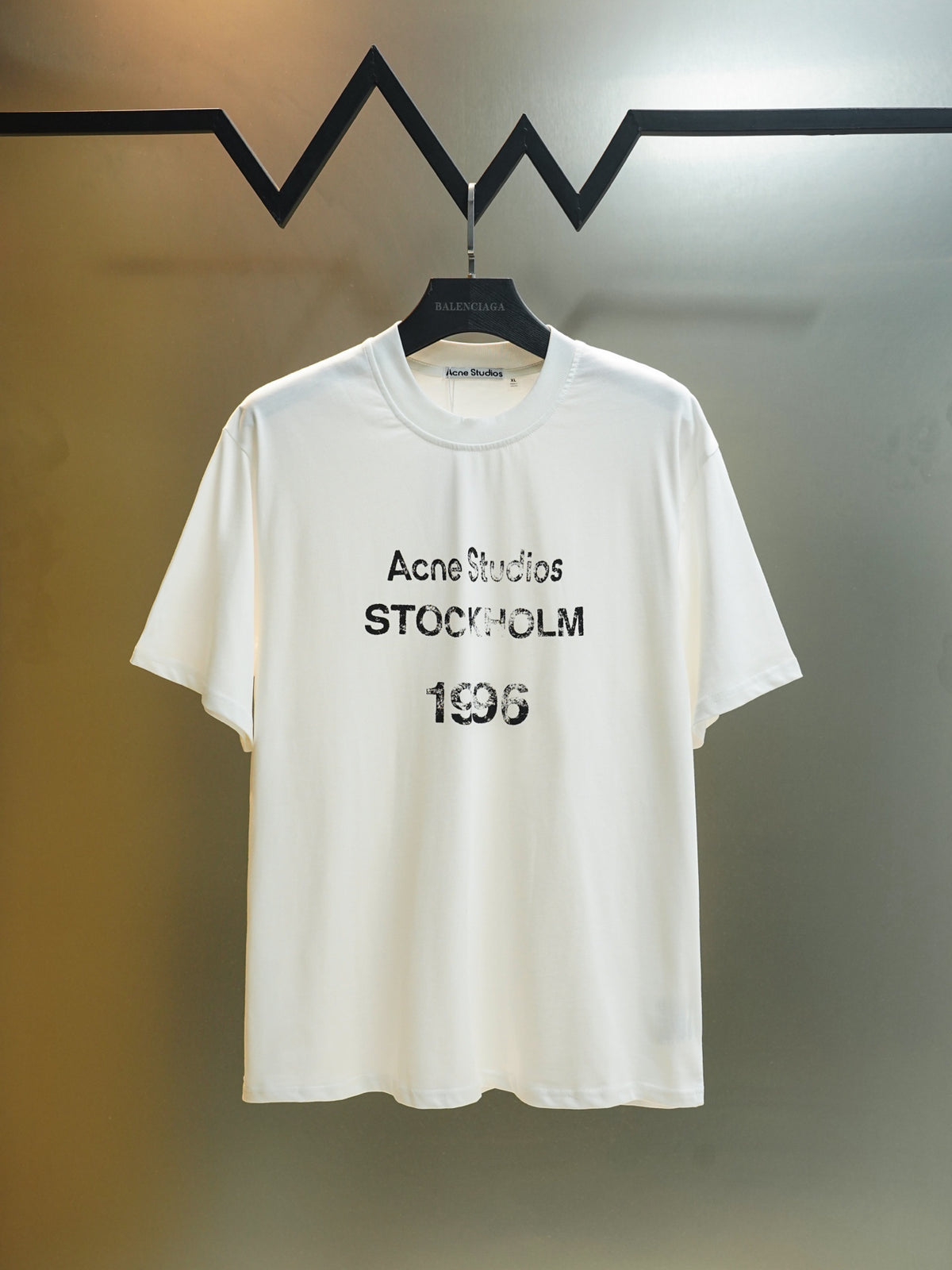 Acne Studios Stockholm 1996 Distressed Text‑Print Crew‑Neck Short‑Sleeve T‑Shirt