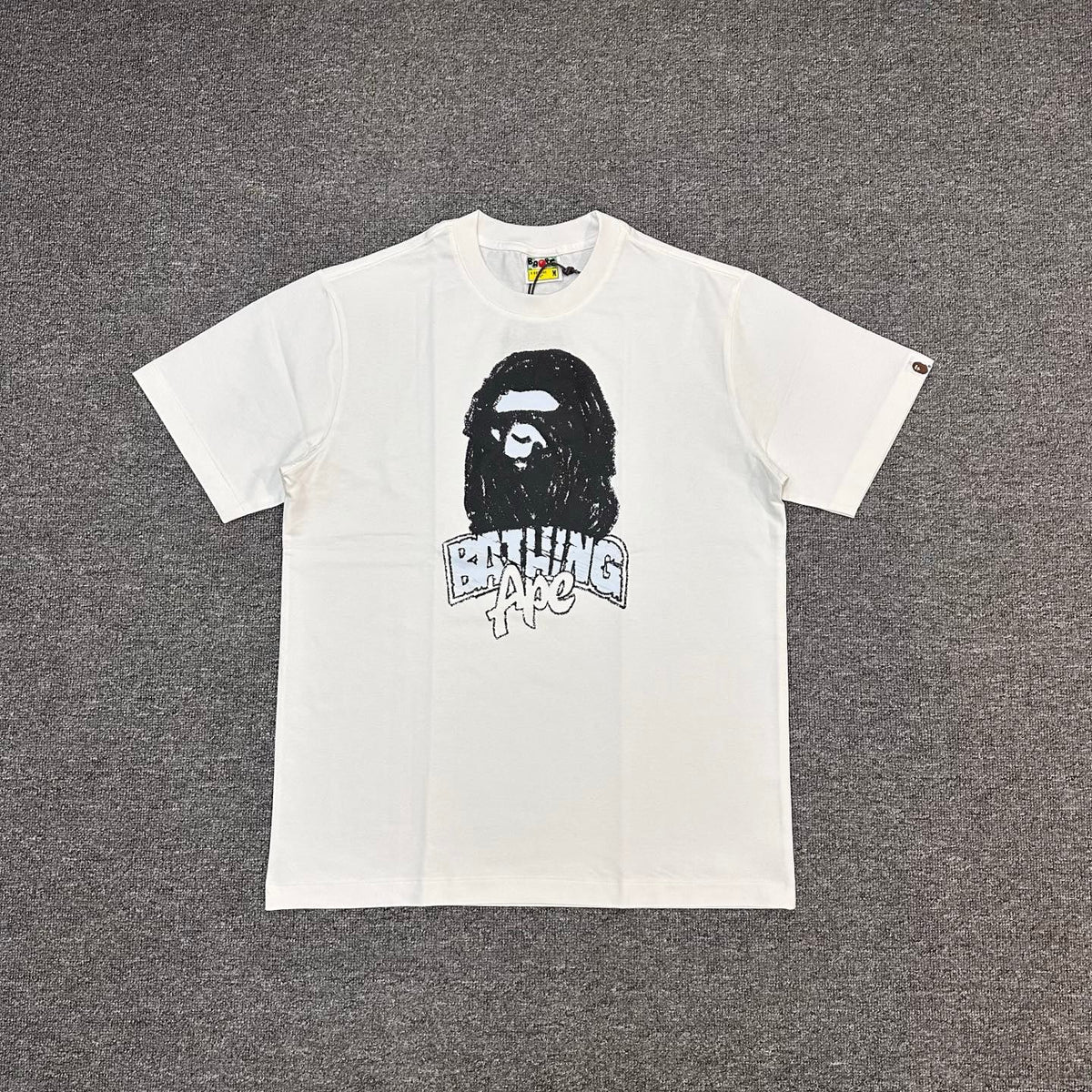 BAPE FW25 Hand-Drawn Graffiti Ape Head T-Shirt - White / Black