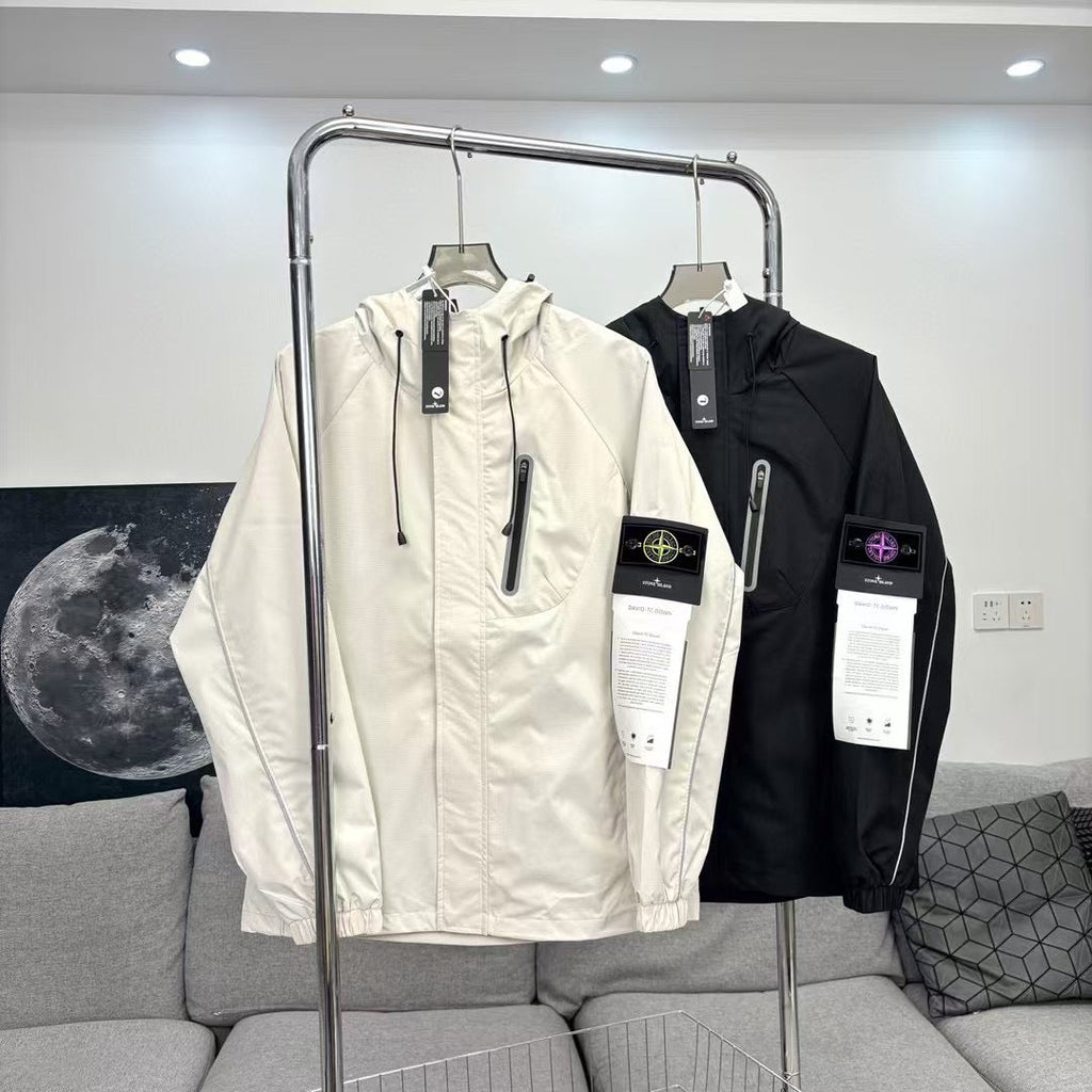 Stone Island Reflective Lightweight Hooded Windbreaker with Compass Badge