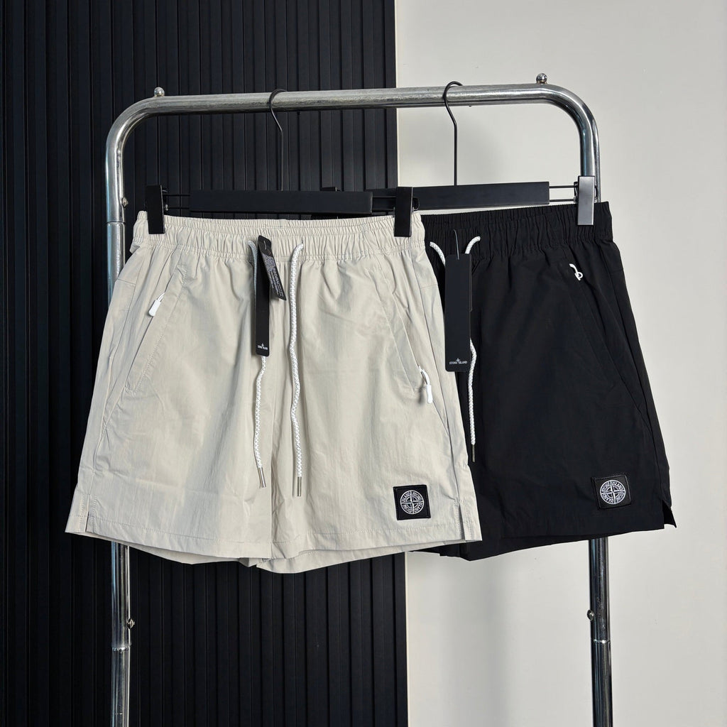Stone Island Quick-Dry Athletic Shorts with Contrast Drawstring and Compass Badge
