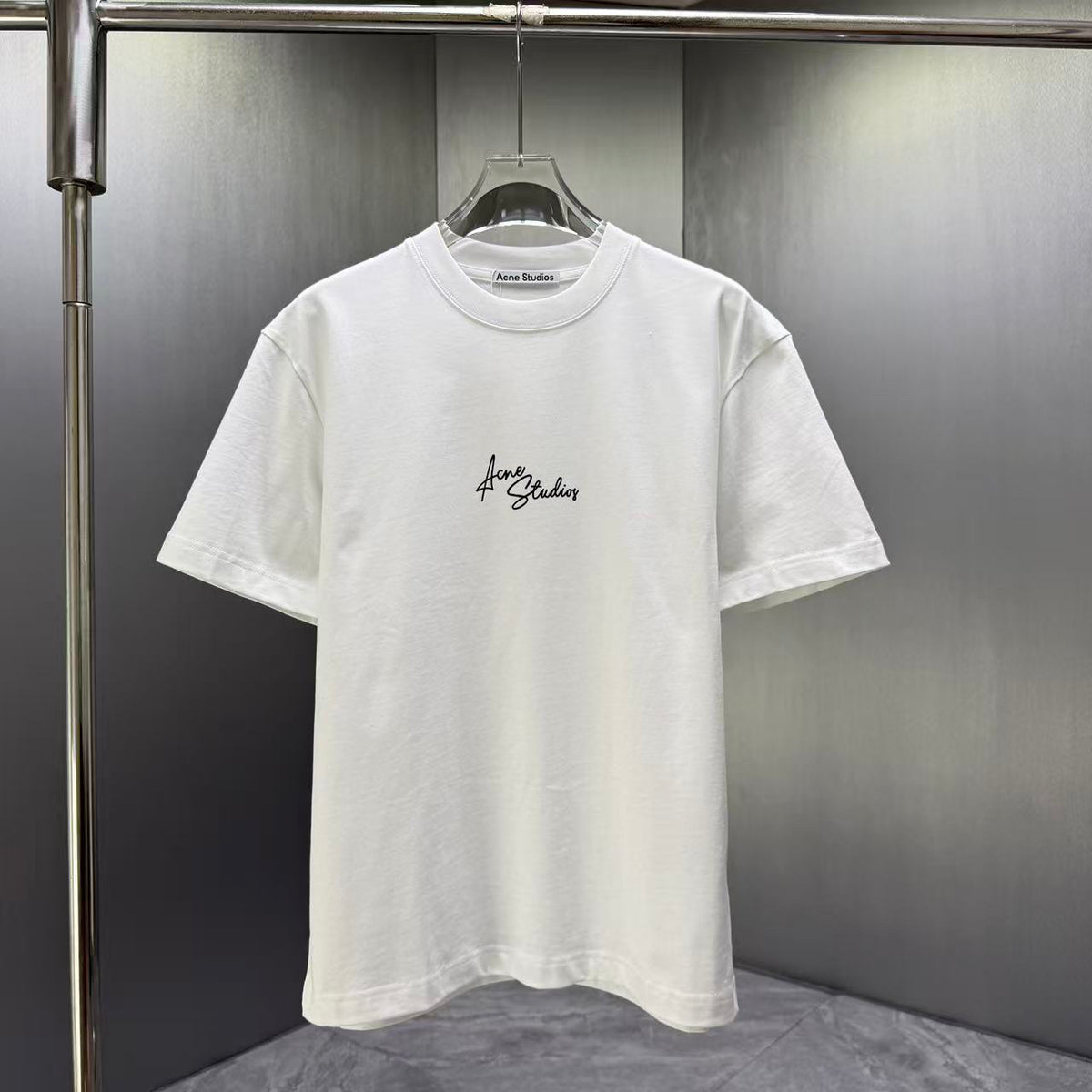 Acne Studios Chest Script‑Logo Crew‑Neck Short‑Sleeve T‑Shirt