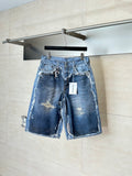 Acne Studios Heavily Distressed Denim Jort Shorts