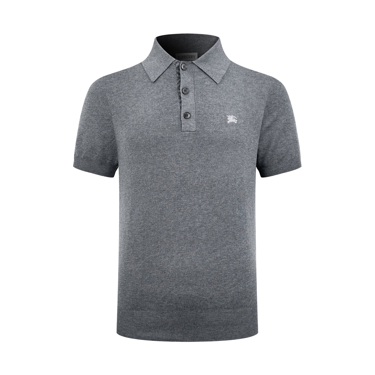 Men Short‑Sleeve Knit Polo Shirt, Small Horse Embroidery