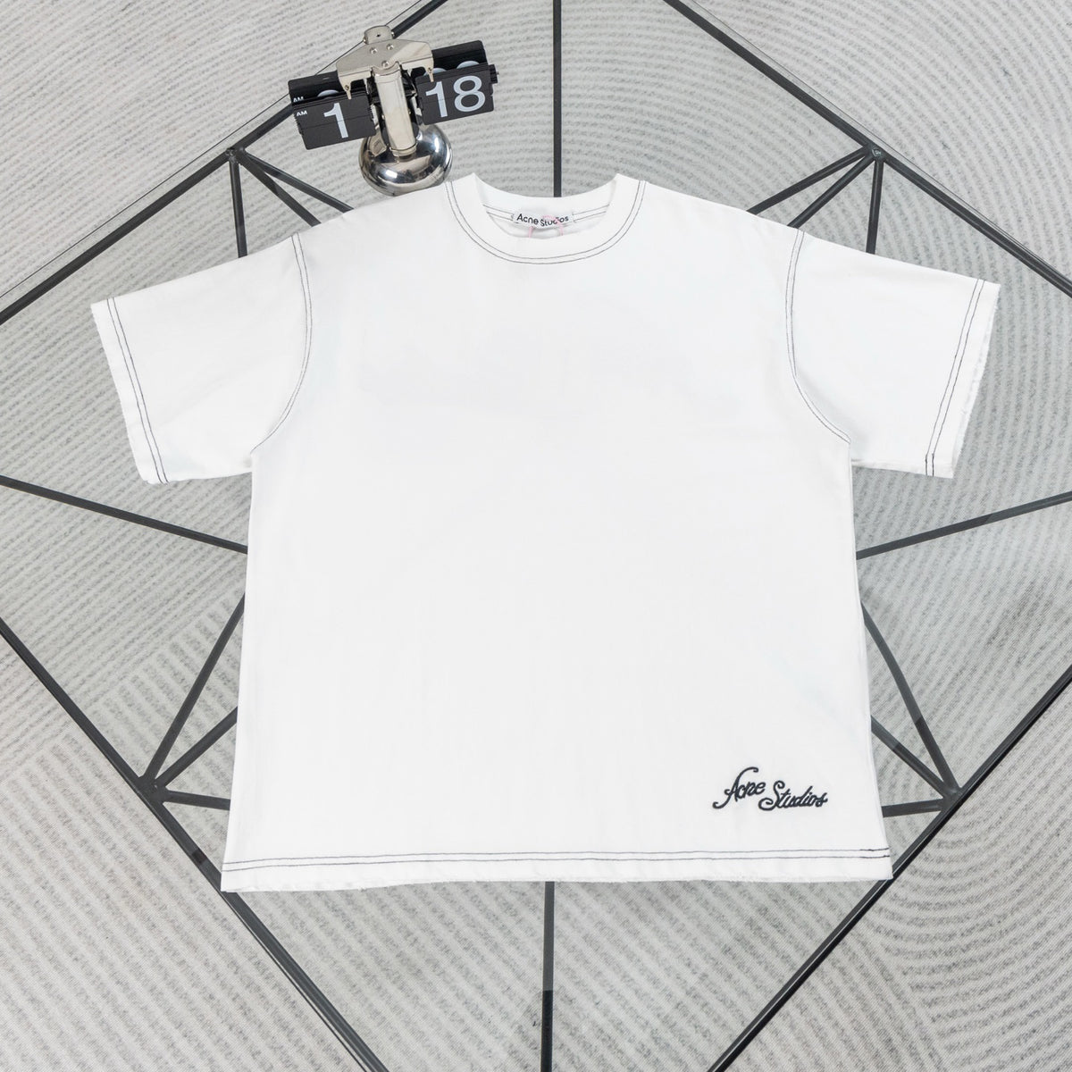 Acne Studios Contrast‑Stitch Script Logo Crew‑Neck Short‑Sleeve T‑Shirt
