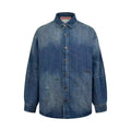 Acne Studios Paint‑Splatter Washed Denim Oversized Long‑Sleeve Shirt‑Jacket