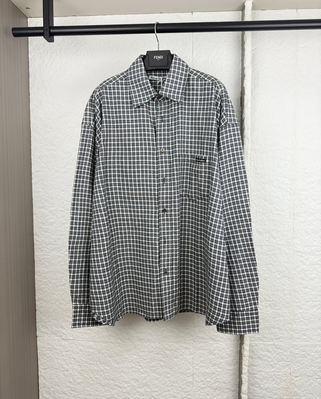Acne Studios Oversized Long‑Sleeve Check Button‑Down Shirt