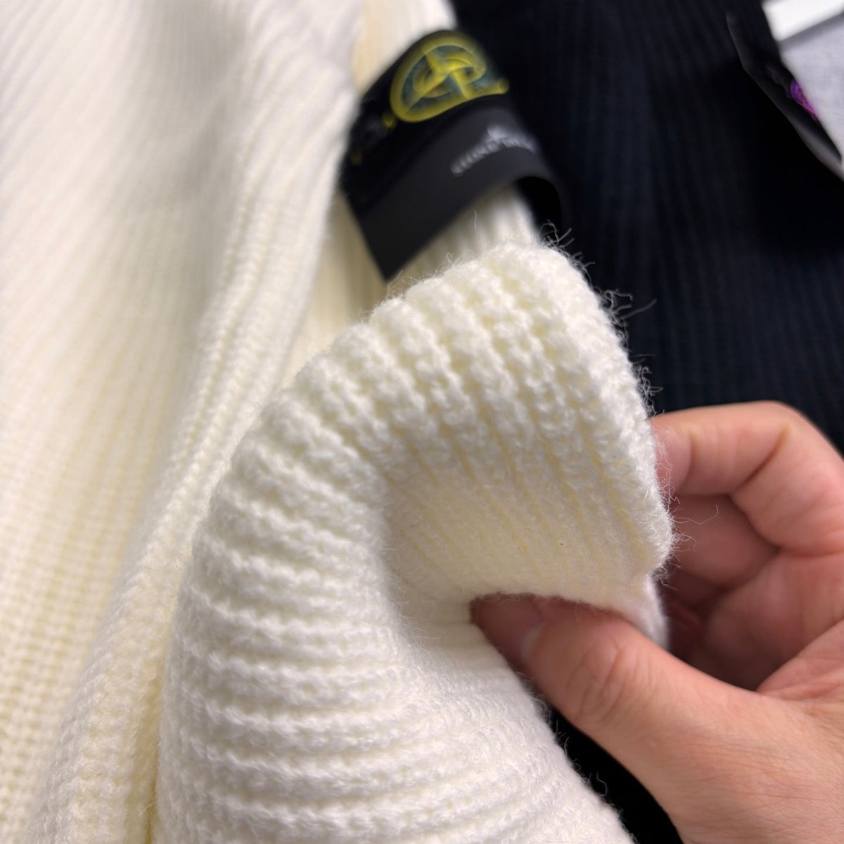 Stone Island Chunky-Rib Full-Zip Knit Cardigan with Compass Badge
