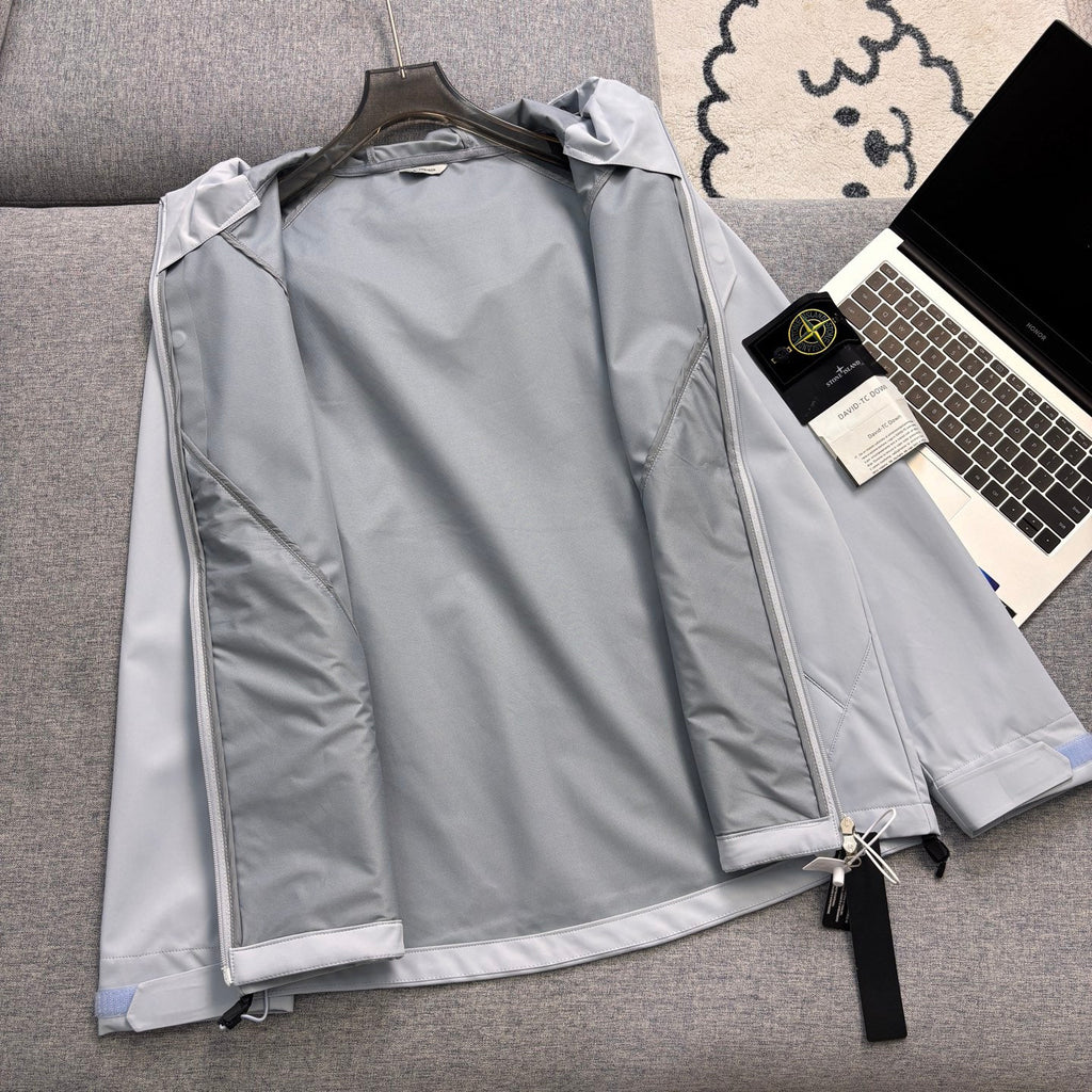 Stone Island Diagonal Panel Technical Hooded Jacket with Compass Badge