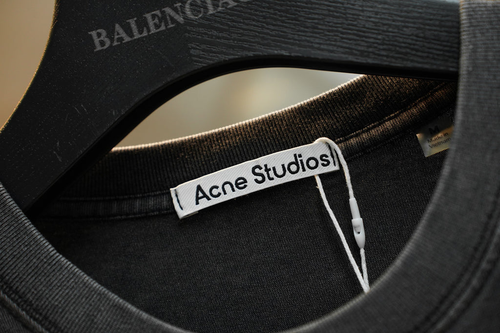 Acne Studios Washed Effect Front Logo Crew‑Neck Short‑Sleeve T‑Shirt