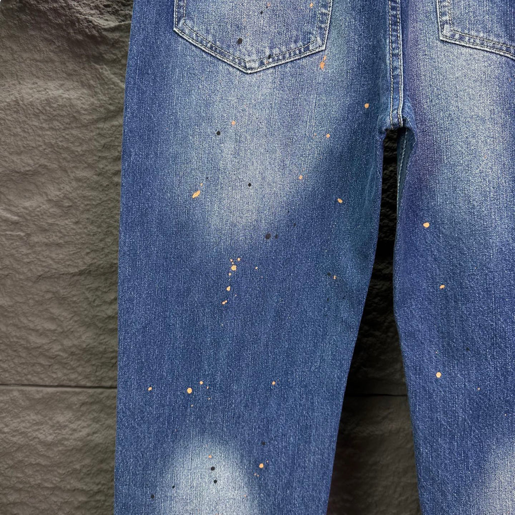 Acne Studios Paint‑Splatter Distressed Straight‑Leg Jeans
