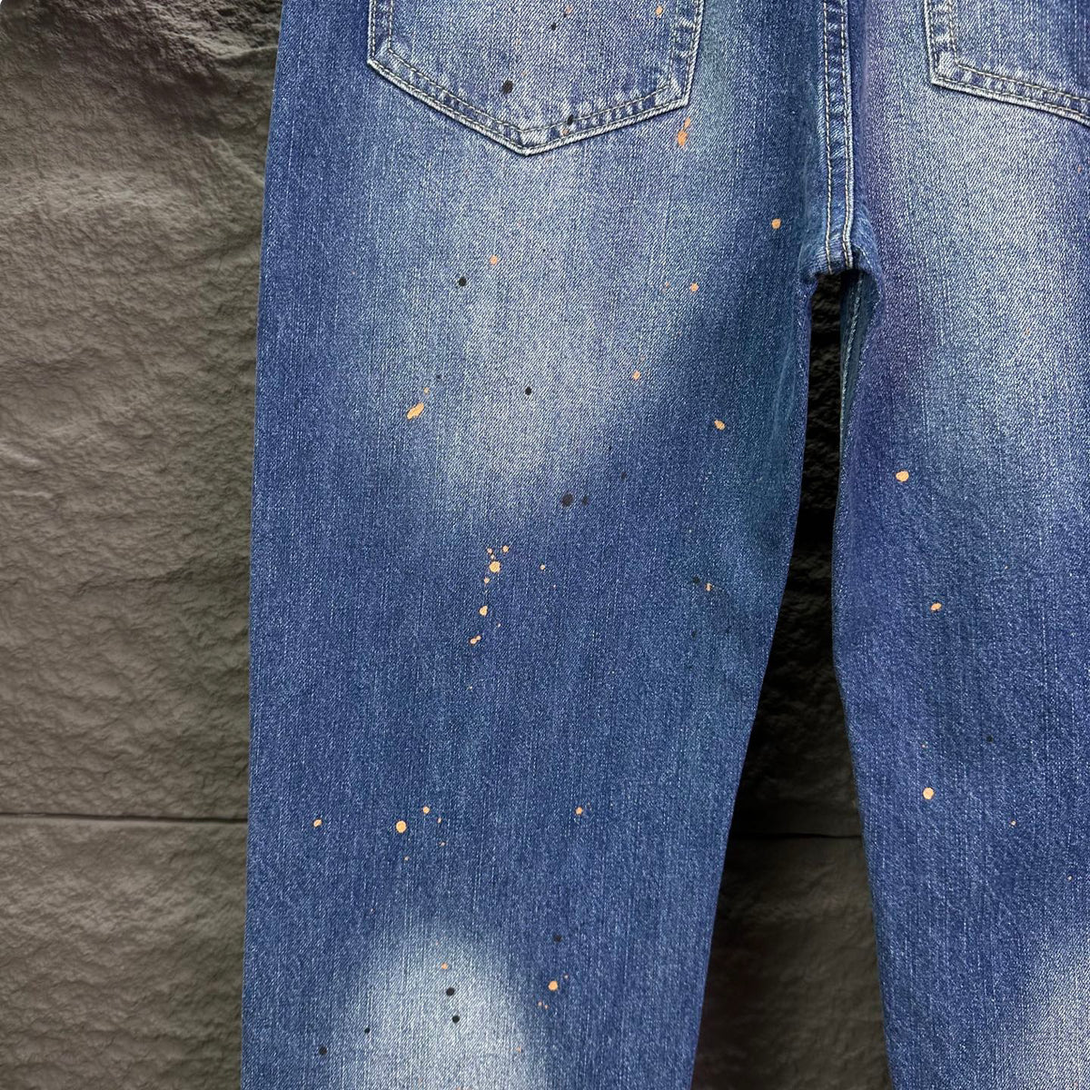 Acne Studios Paint‑Splatter Distressed Straight‑Leg Jeans
