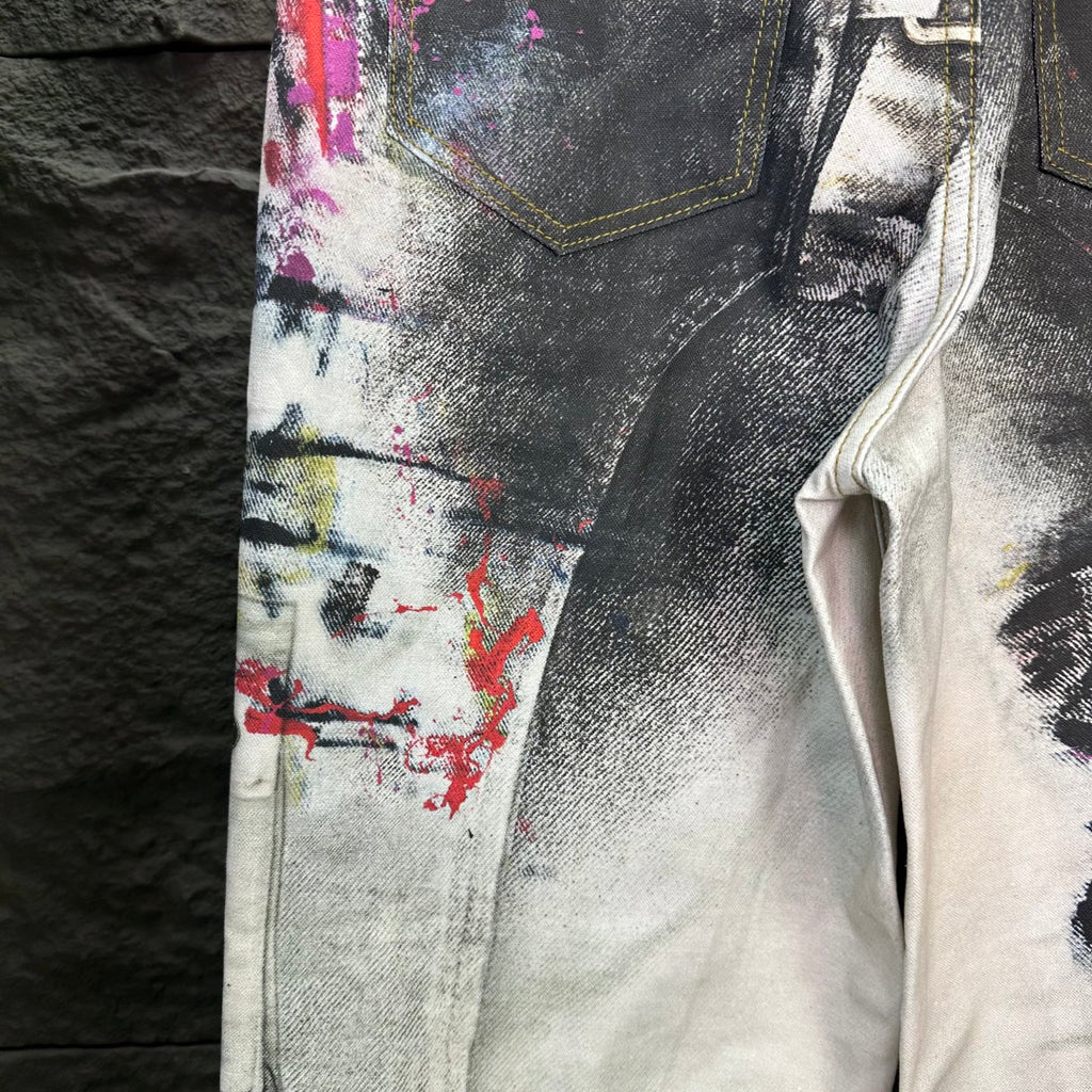 Acne Studios Abstract Paint‑Splatter Cargo Wide‑Leg Jeans