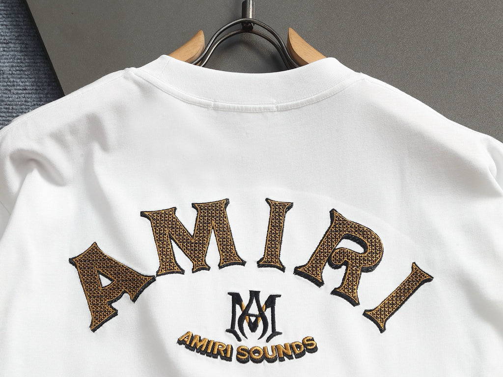 AMIRI Sounds Small Chest Logo Crew‑Neck Short‑Sleeve T‑Shirt