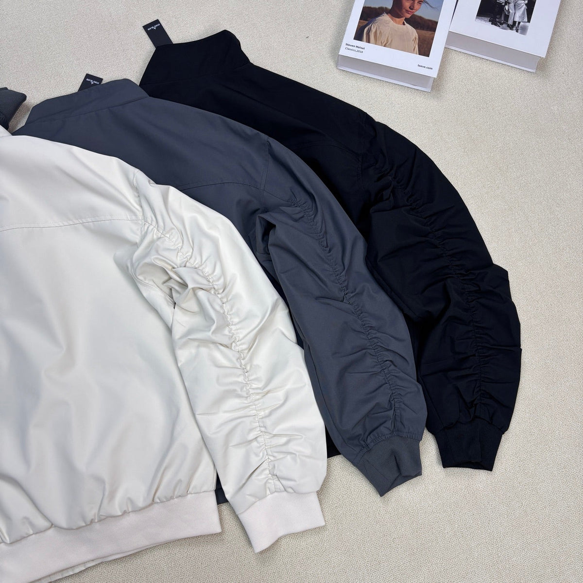 Stone Island Stand Collar Oversized Jacket with Large Patch Pockets and Compass Badge