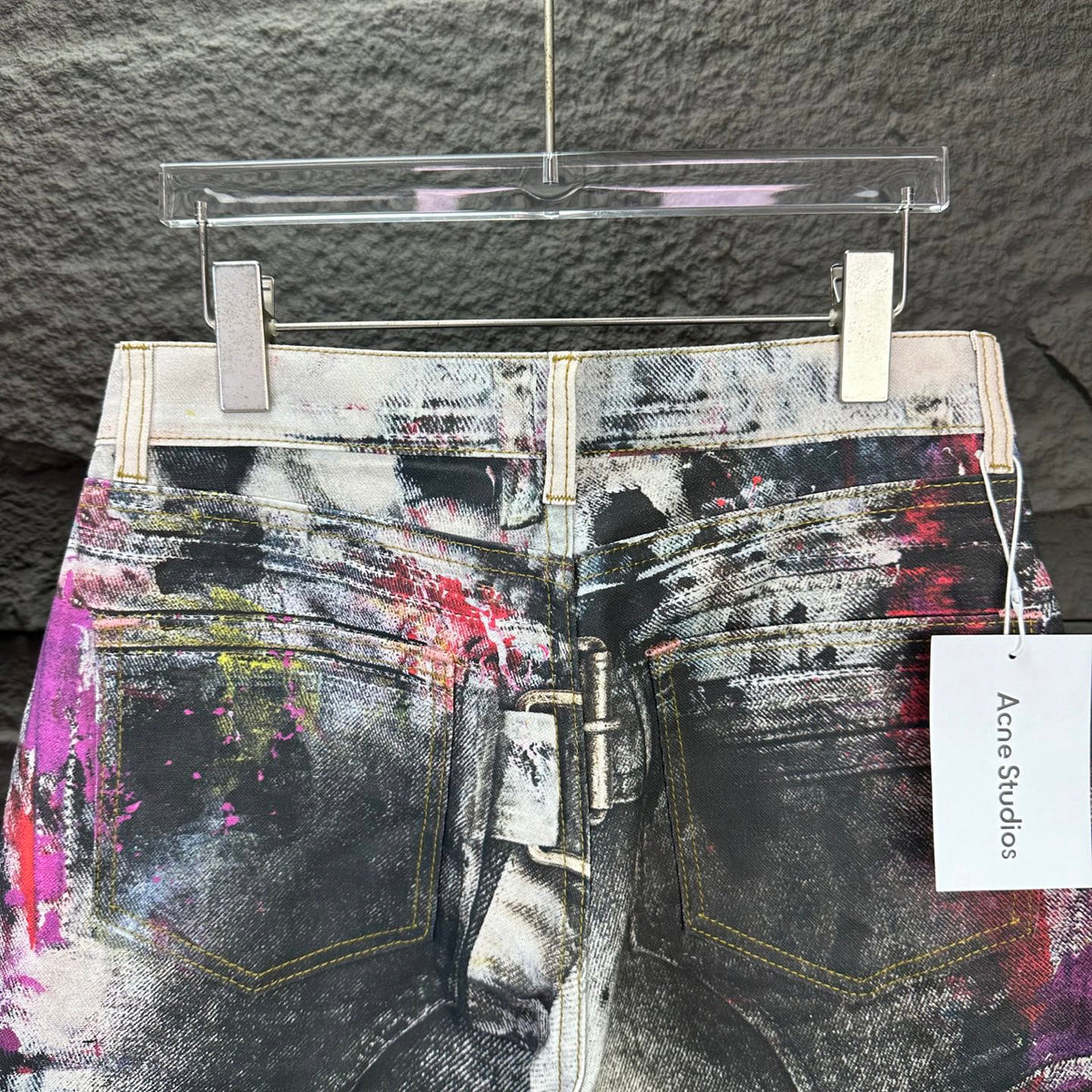Acne Studios Abstract Paint‑Splatter Cargo Wide‑Leg Jeans