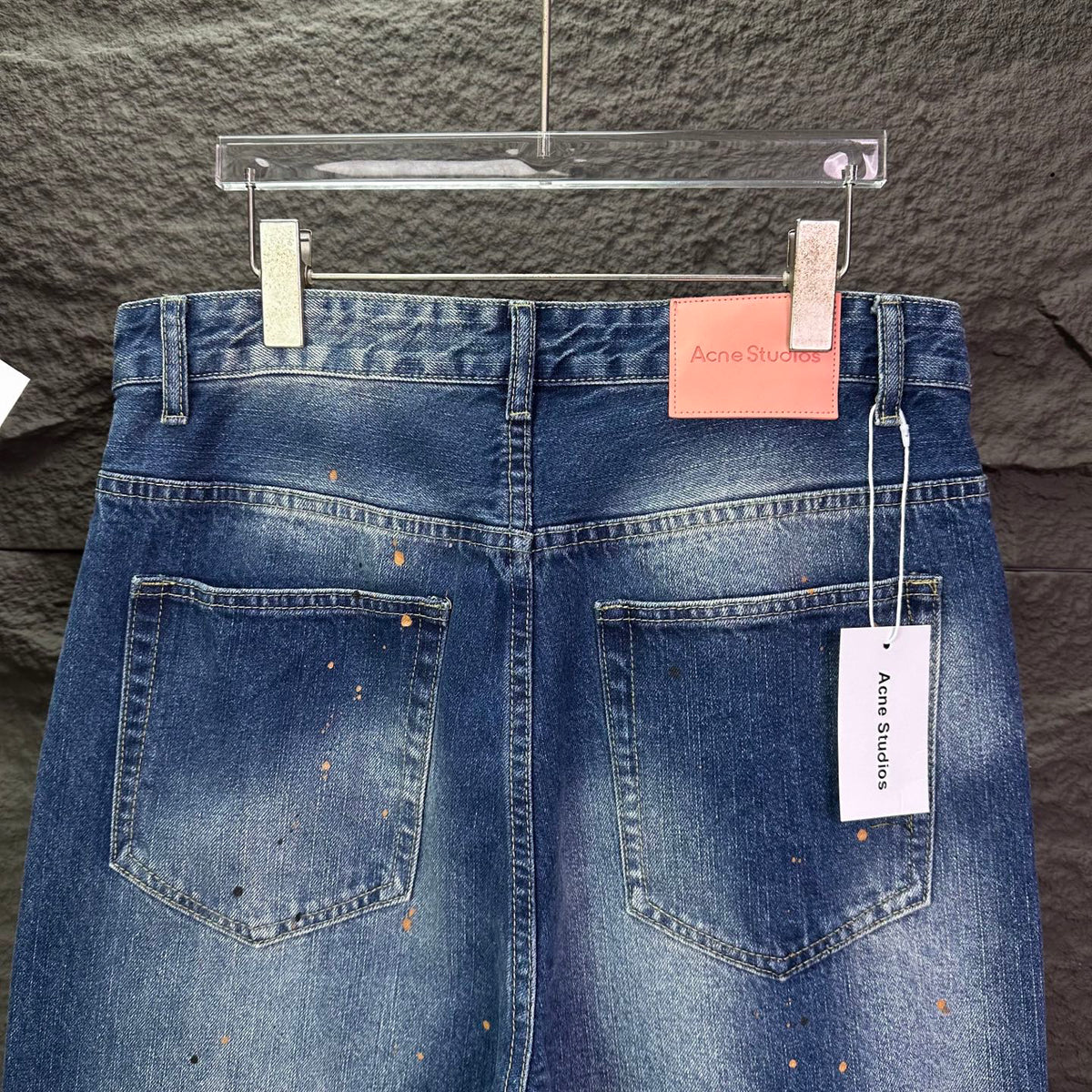 Acne Studios Paint‑Splatter Distressed Straight‑Leg Jeans