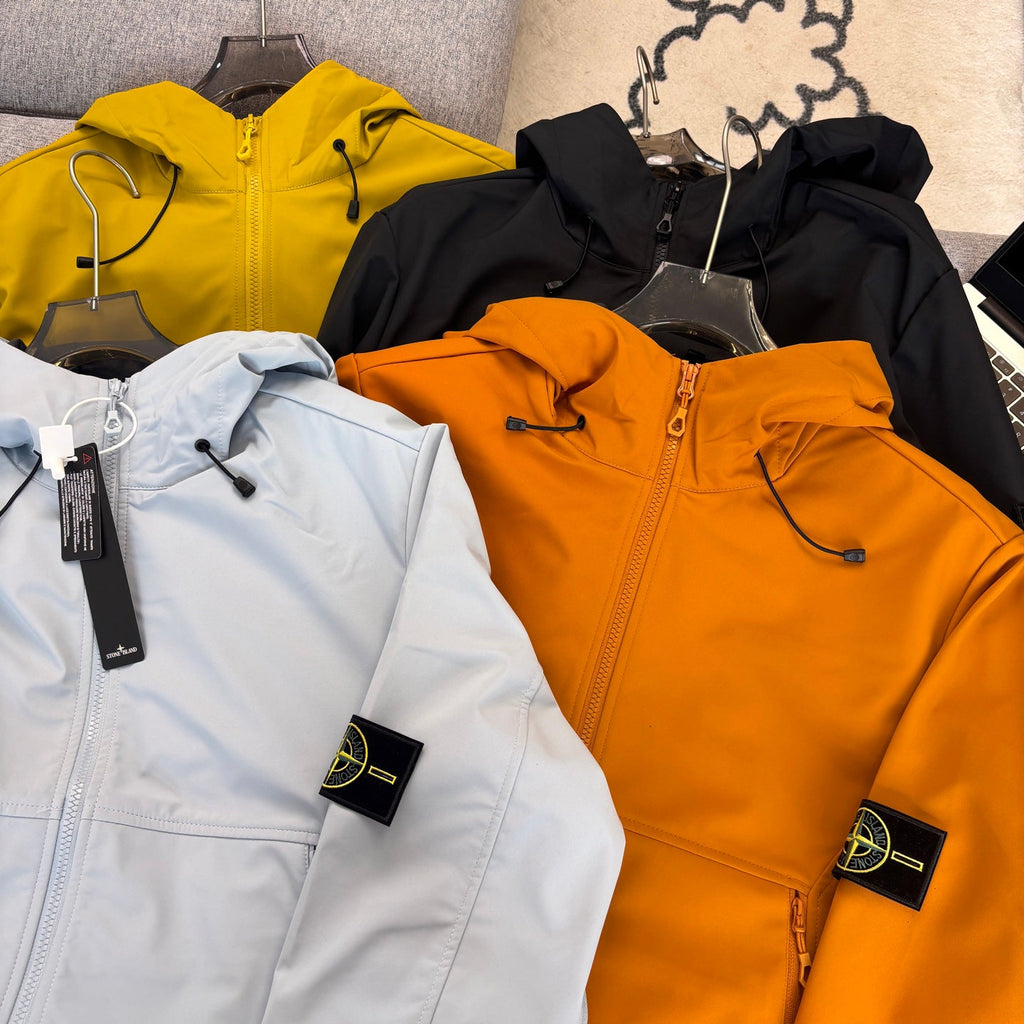 Stone Island Softshell Three-Protection Hooded Jacket with Compass Badge