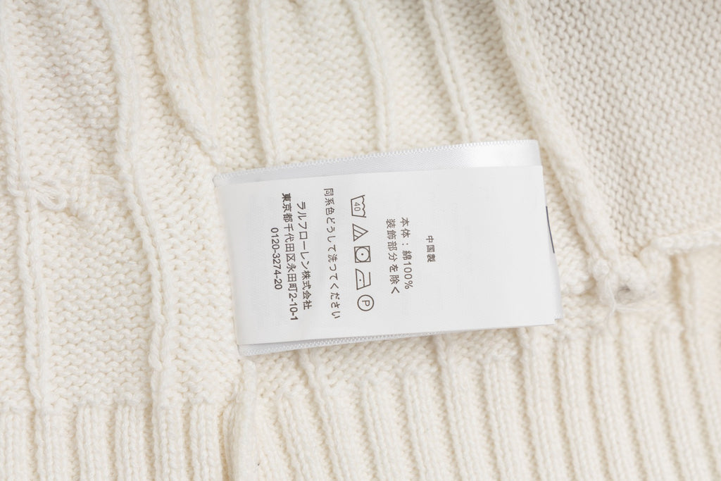 Ralph Lauren Men's Full‑Zip Cable Knit Stand Collar Cardigan Sweater With Navy Pony Logo