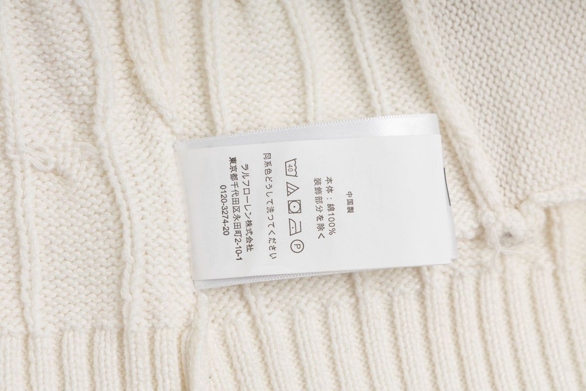 Ralph Lauren Men's Full‑Zip Cable Knit Stand Collar Cardigan Sweater With Navy Pony Logo