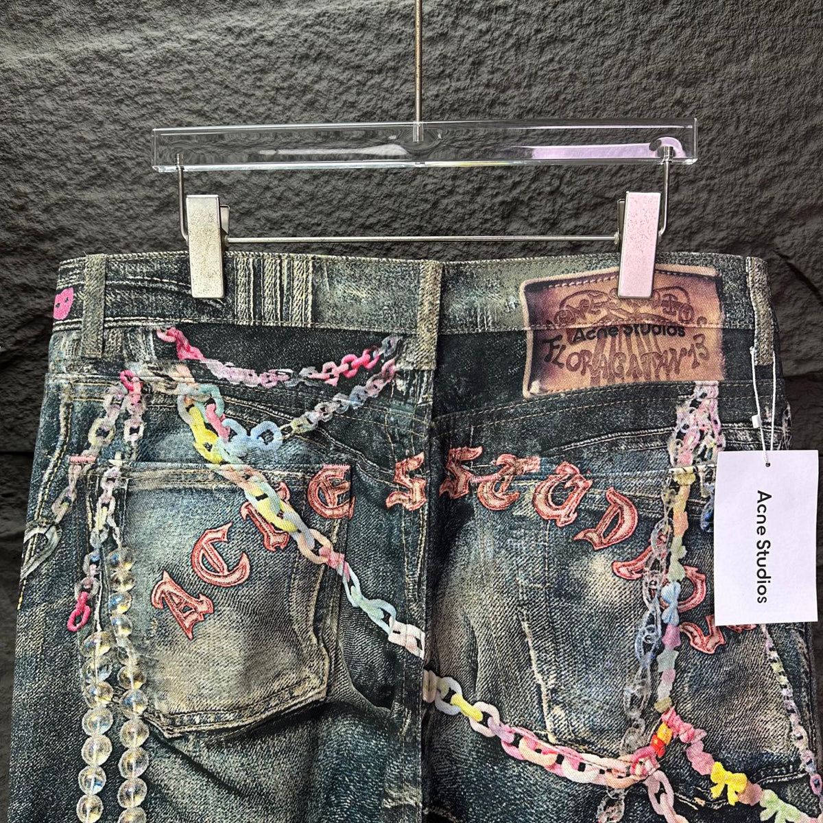 Acne Studios Colorful Chain‑Ornament Wide‑Leg Jeans