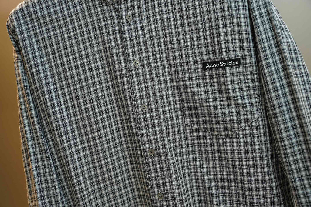 Acne Studios Check Patch‑Pocket Long‑Sleeve Button‑Down Shirt