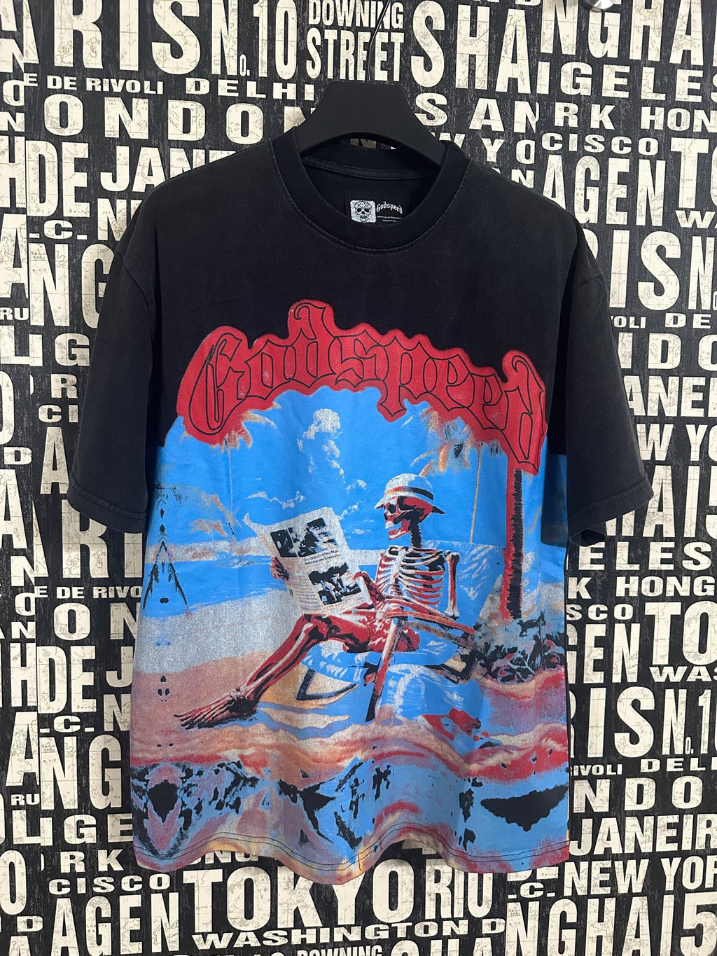 Godspeed Beach Skeleton Short‑Sleeve T‑Shirt (Black)