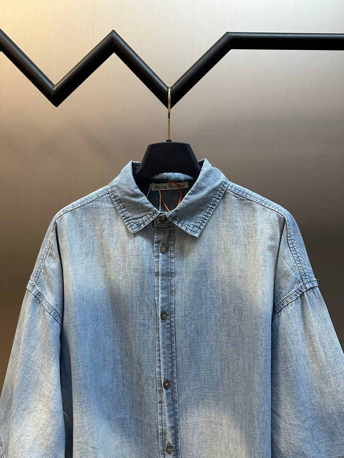 Acne Studios Oversized Short‑Sleeve Denim Button‑Down Shirt