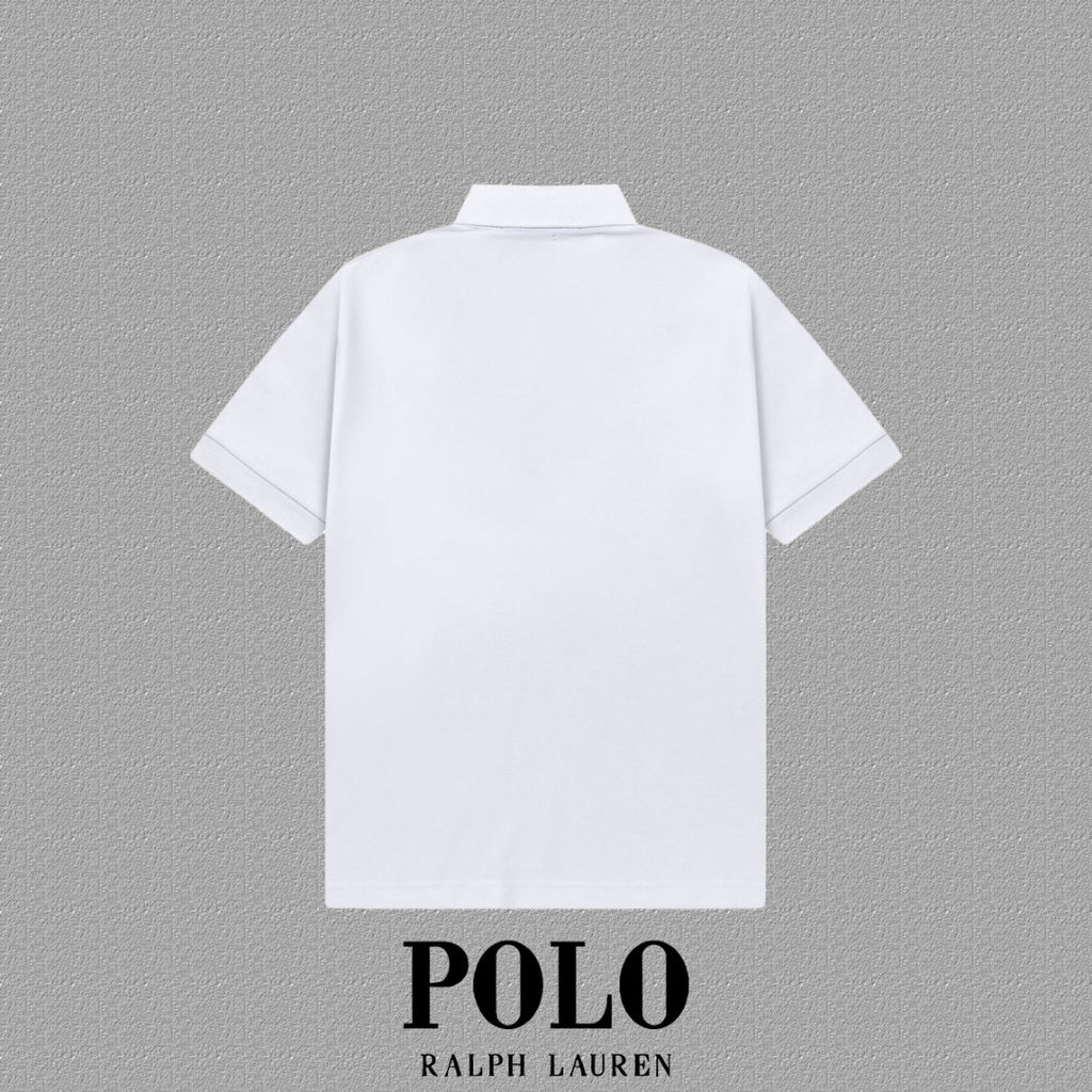 Men's Classic Collar Short‑Sleeve Polo Shirt Small Horse Embroidery Solid Casual Top