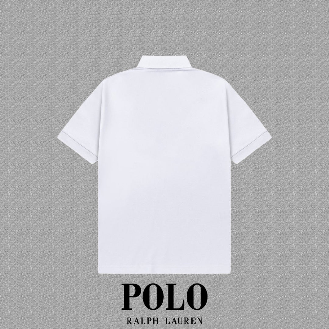Men's Classic Collar Short‑Sleeve Polo Shirt Small Horse Embroidery Solid Casual Top