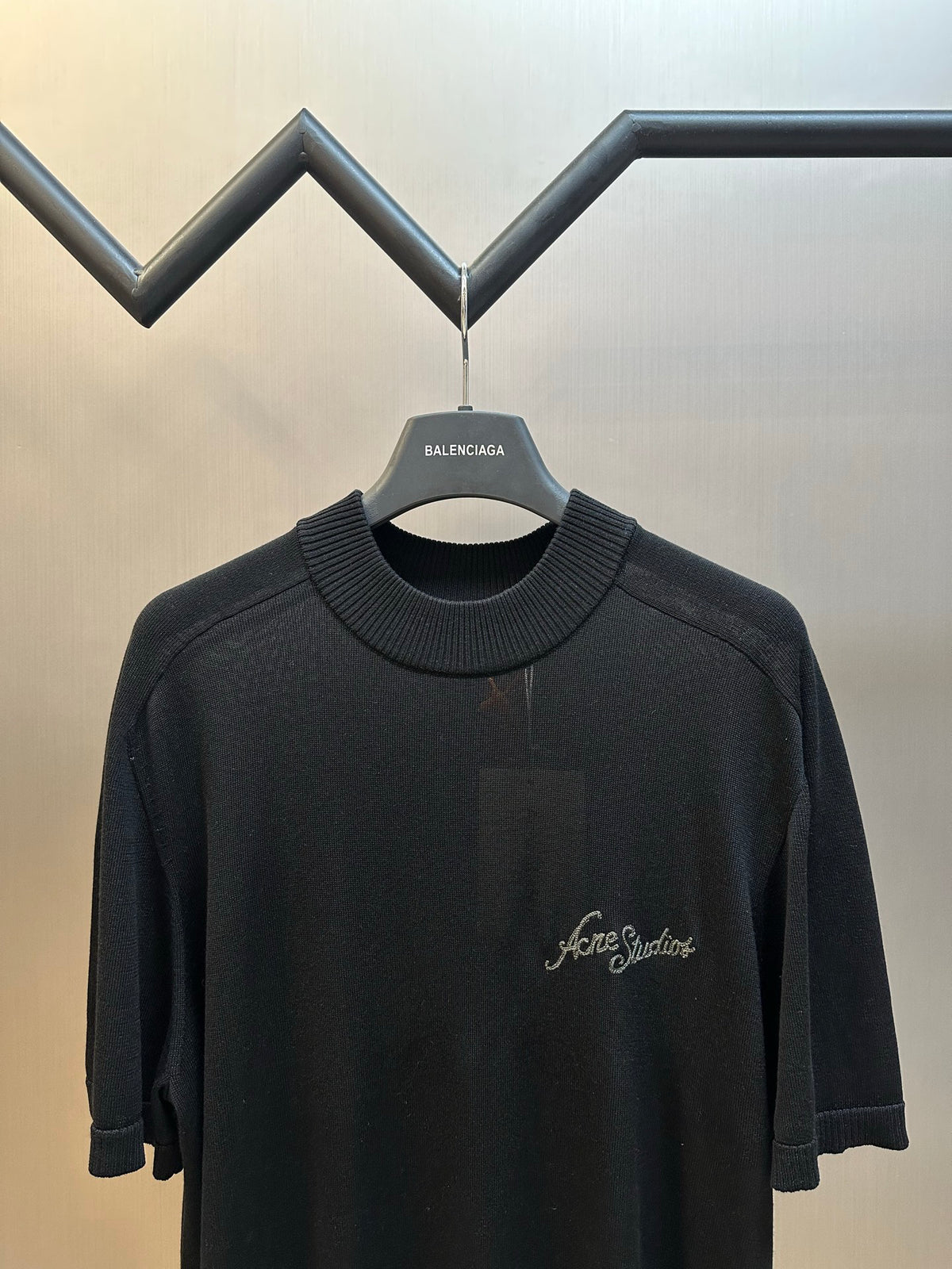 Acne Studios Short‑Sleeve Mock Neck Knit Top