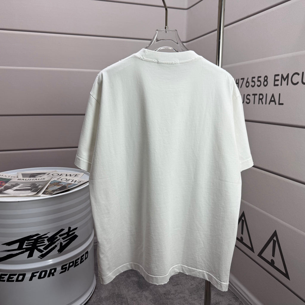 Acne Studios Fairy‑Tales Cursive‑Text Distressed‑Trim Crew‑Neck Short‑Sleeve T‑Shirt