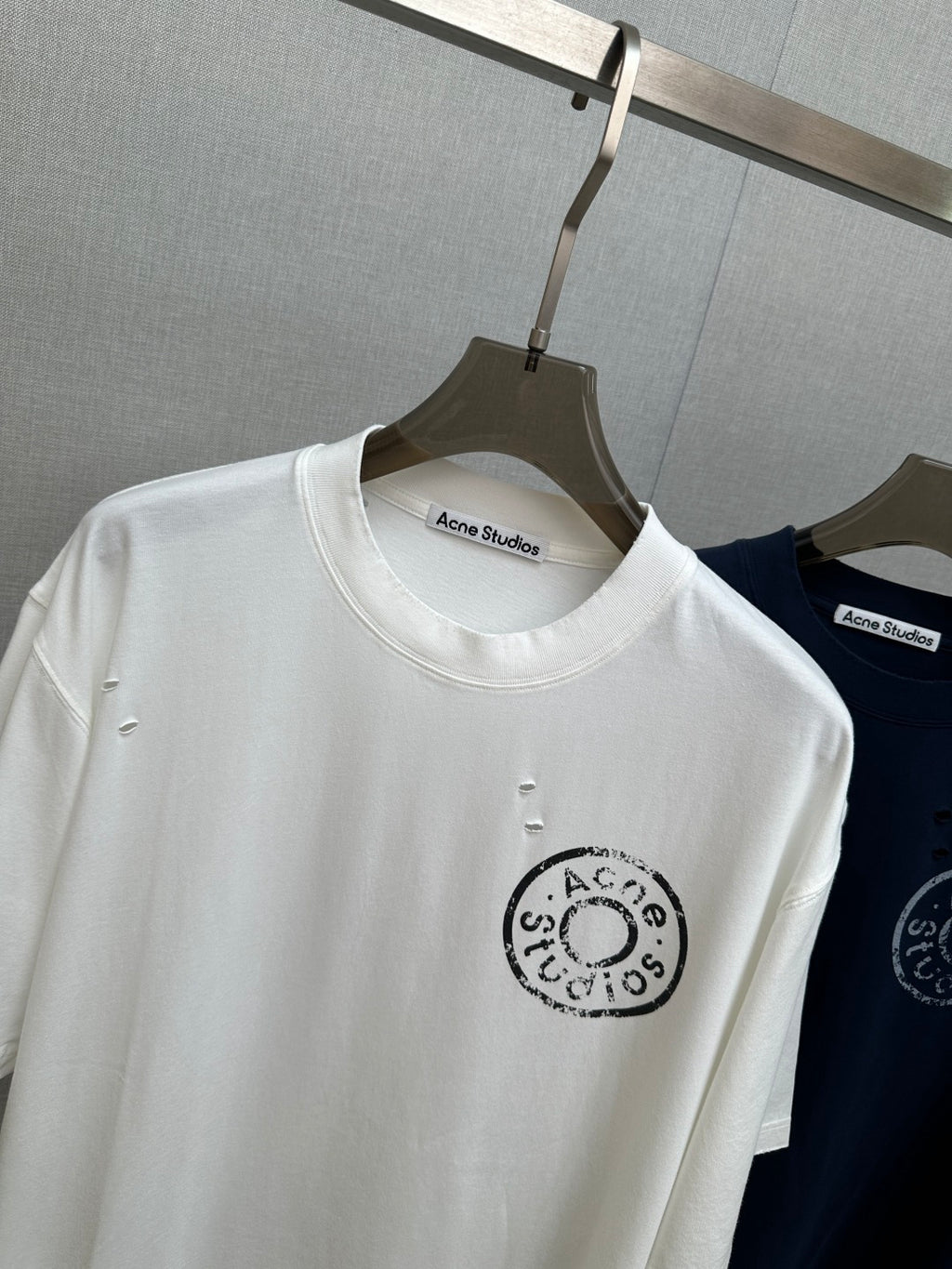 Acne Studios Circular Stamp‑Print Distressed Crew‑Neck Short‑Sleeve T‑Shirt,