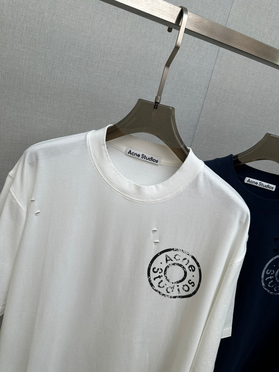 Acne Studios Circular Stamp‑Print Distressed Crew‑Neck Short‑Sleeve T‑Shirt,